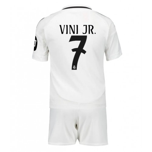 Fotbalové Dres Real Madrid Vinicius Junior #7 Dětské Domácí 2024-25 Krátký Rukáv (+ trenýrky)